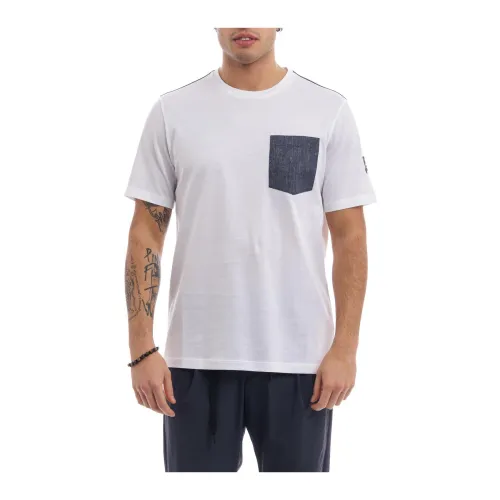 Herno , Denim Bicolor Pocket T-Shirt ,White male, Sizes: