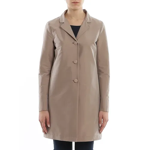 Herno , Long Sleeve Tartan Coat ,Beige female, Sizes: