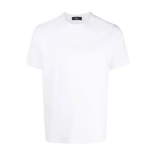 Herno , Men`s Short Sleeve T-Shirt in White with Black Logo ,White male, Sizes: