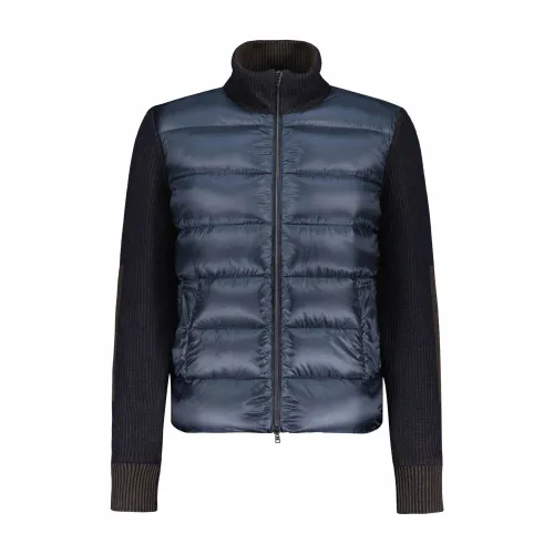 Herno , Quilted Jacket with Wool Inserts ,Blue male, Sizes: