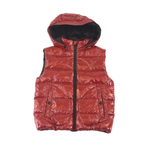 Herno , Shiny Fullzip Sleeveless Hooded Jacket ,Red male, Sizes: