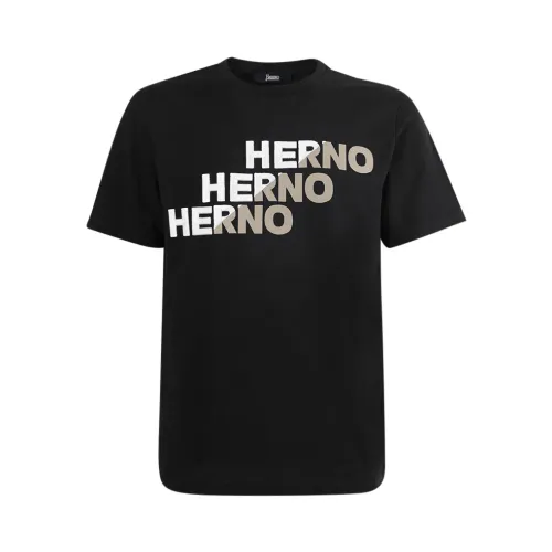 Herno , Short-Sleeved T-shirt ,Black male, Sizes: