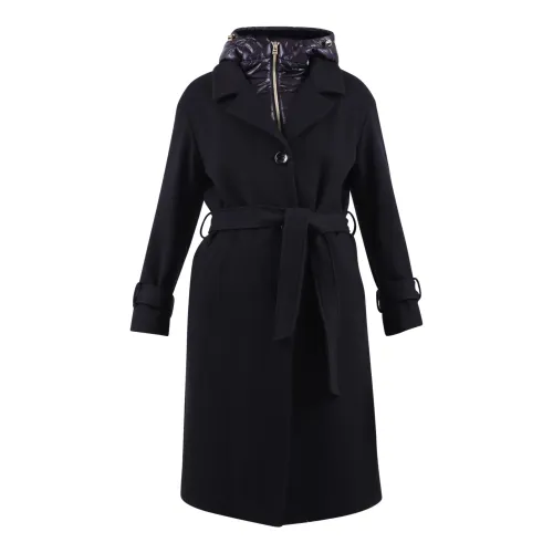 Herno , Stylish Padded Jacket with Belted Waist ,Black female, Sizes:
