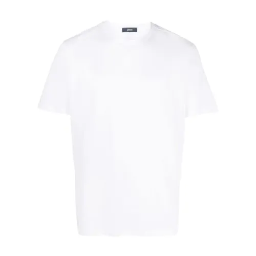 Herno , White T-shirts and Polos with Overlock Stitching ,White male, Sizes: