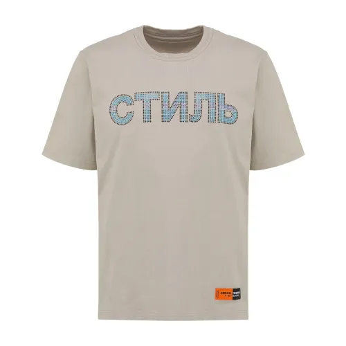 Heron Preston , Beige Cotton T-Shirt with Logo Detail ,Beige male, Sizes:
