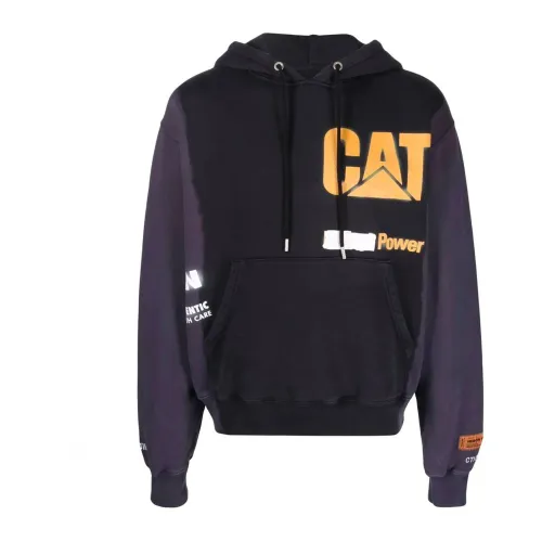 Heron Preston , Black CAT Hooded Sweatshirt for Men ,Black male, Sizes: