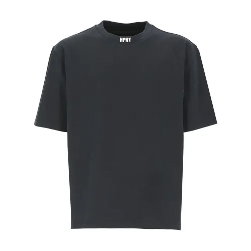 Heron Preston , Black Cotton T-shirt for Men with Unique Embroidery ,Black male, Sizes: