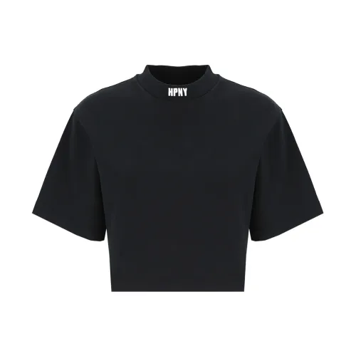 Heron Preston , Black Cotton T-shirt with Embroidered Logo ,Black female, Sizes: