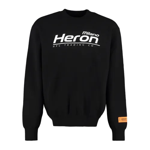 Heron Preston , Black Logo Sweater for Men ,Black male, Sizes: