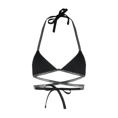 Heron Preston , Black Rhinestone-Embellished Bikini Top ,Black female, Sizes: