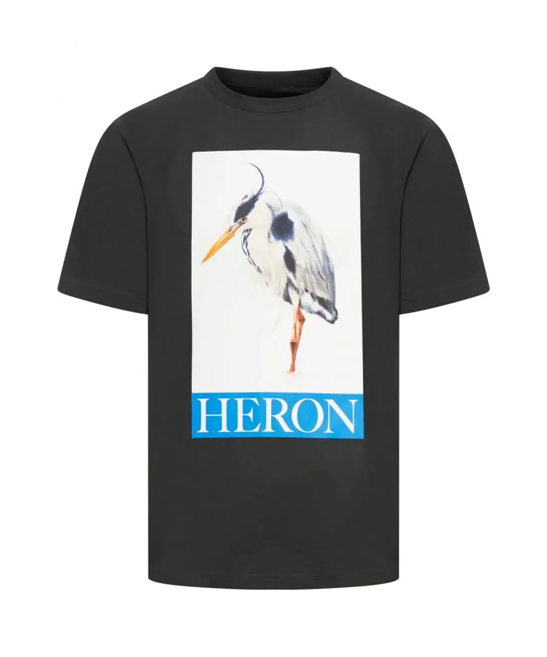 Heron Preston Mens Bird Painted Print T-Shirt in Black Cotton