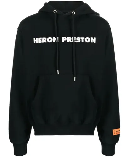 Heron Preston Mens This is Not Drawstring Hoodie in Black Cotton