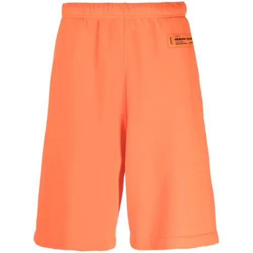 Heron Preston , Orange Logo Sweatshorts Casual Style ,Orange male, Sizes: