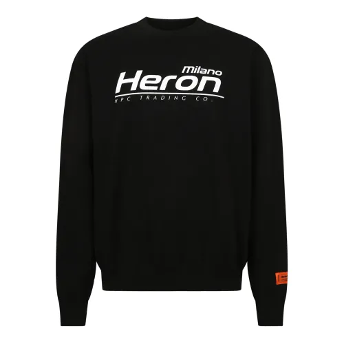 Heron Preston , Training Shirt, Round Neck, Long Sleeves, Front Print ,Black male, Sizes: