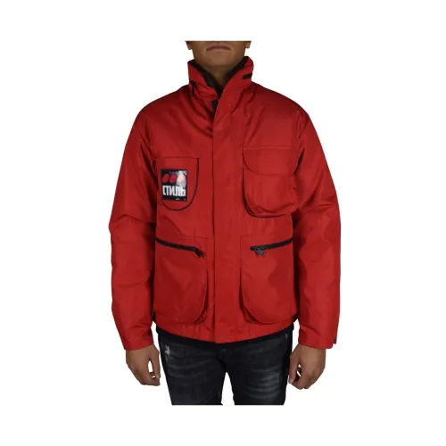 Heron Preston , Winter Jacket with Hidden Hood ,Red male, Sizes: