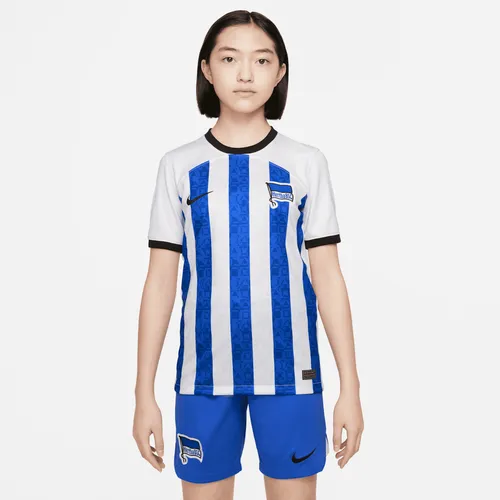 Hertha BSC 2022/23 Stadium Home Older Kids' Nike Dri-FIT Football Shirt - White - Polyester