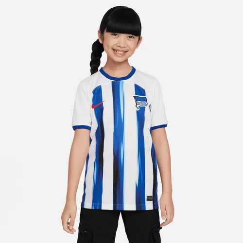 Hertha BSC 2023/24 Stadium Home Older Kids' Nike Dri-FIT Football Shirt - White - Polyester