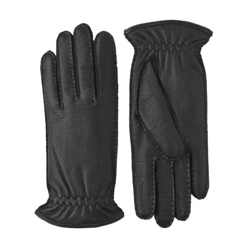 Hestra , Handsewn Elk Leather Gloves with Cashmere Lining, Black ,Black male, Sizes:
