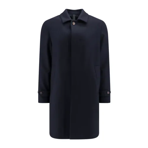 Hevo , Blue Wool Blend Jacket with Hidden Closure ,Blue male, Sizes: