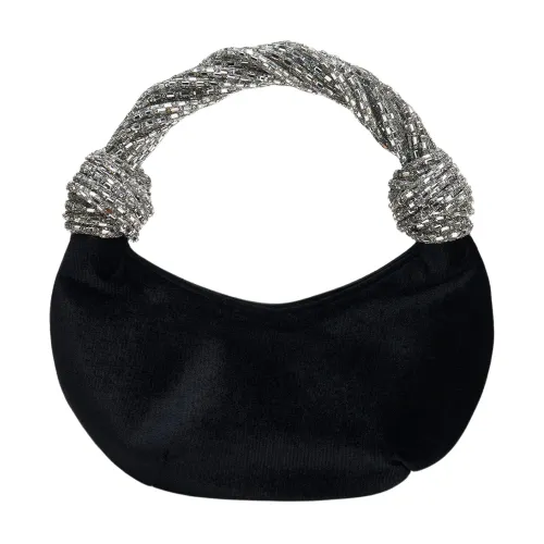 Hibourama , Black Diamond Velvet Handbag ,Black female, Sizes: ONE SIZE