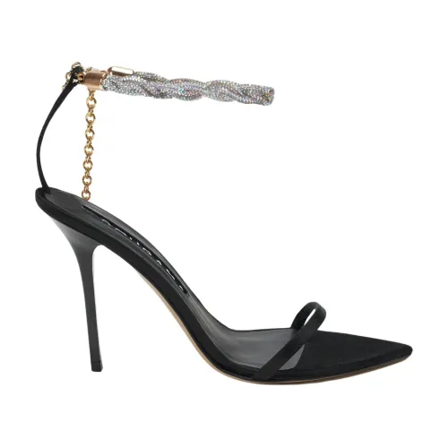 Hibourama , Elegant and Feminine Satin Sandals ,Black female, Sizes: