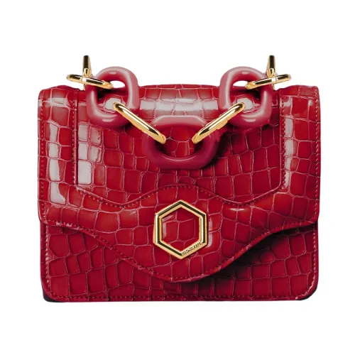 Hibourama , Iconic Small Tiffany Leather Bag with Cocco Print ,Red female, Sizes: ONE SIZE
