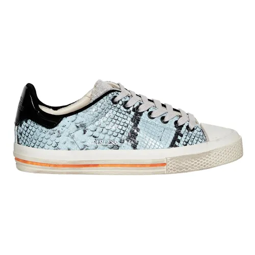 Hidnander , Blue Printed Leather Starless Sneakers