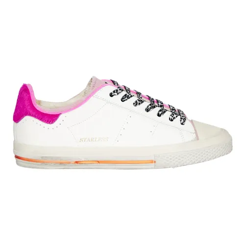 Hidnander , White Fuchsia Leather Sneakers