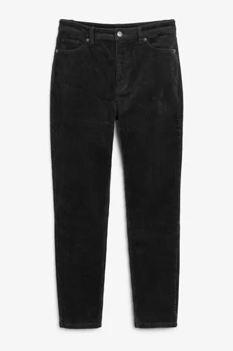 High waist ankle length corduroy trousers - Black