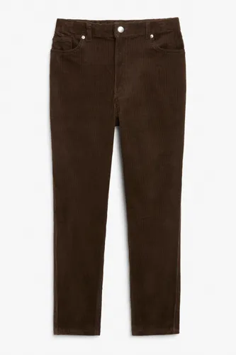 High waist ankle length corduroy trousers - Brown