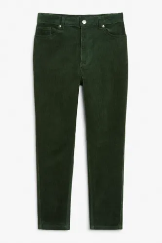 High waist ankle length corduroy trousers - Green