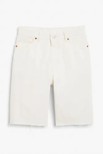 High-waist denim shorts - White