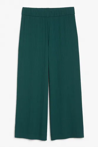 High waist wide leg ribbed trousers - Green