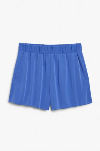 High waist wide leg super soft shorts - Blue
