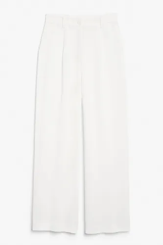 High waist wide leg trousers - White