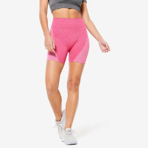 High-waisted Seamless Fitness Cycling Shorts - Pink