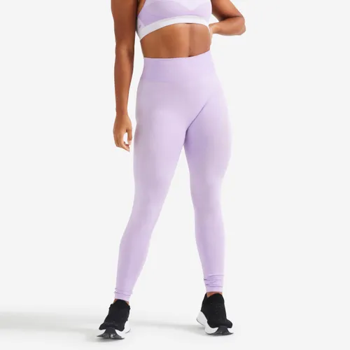 High-waisted Seamless Fitness Leggings With Phone Pocket - Purple
