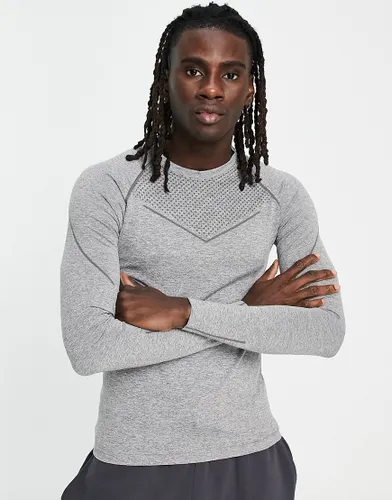 HIIT seamless muscle contour long sleeve t-shirt in grey