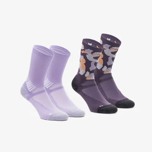 Hiking Socks Hike 500 High Trendy X2 Pairs - Purple & Kamo
