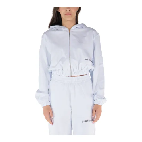 Hinnominate , Hooded Full Zip Sweatshirt ,White female, Sizes: