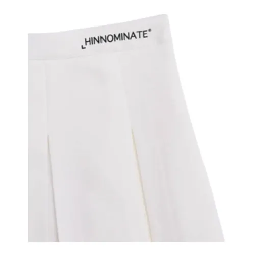 Hinnominate , White Pleated Mini Skirt with Contrast Logo Print ,White female, Sizes: