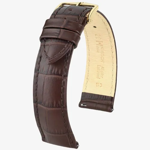 HIRSCH Duke 12mm Medium Brown Leather Watch Strap 01028110-1-12