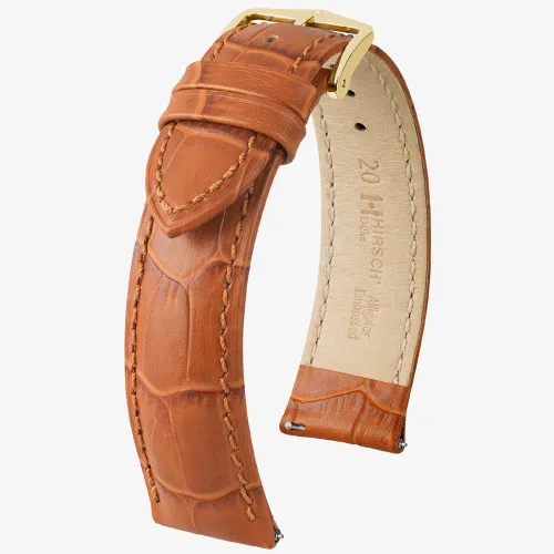 HIRSCH Duke 20mm Long Golden Brown Leather Watch Strap 01028070-1-20