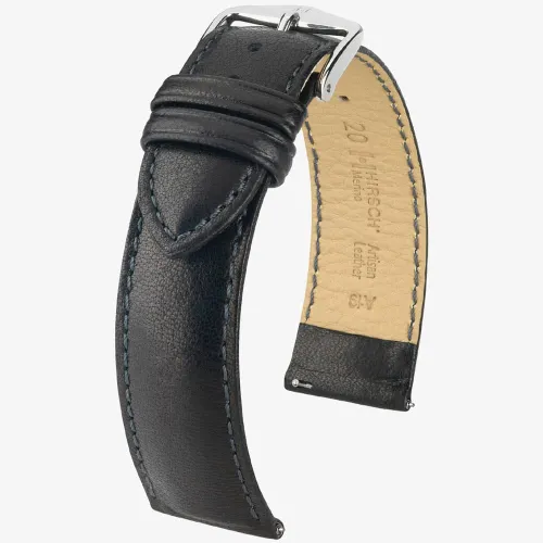 HIRSCH Merino 22mm Long Black Leather Watch Strap 01206050-2-22
