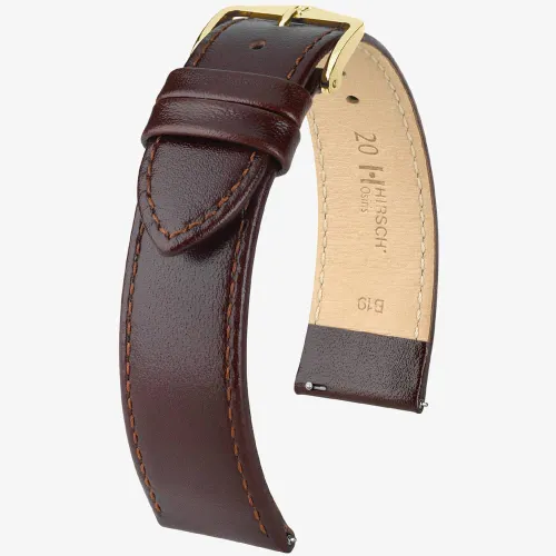 HIRSCH Osiris 12mm Long Brown Leather Watch Strap 03475010-1-12