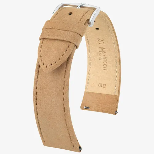 HIRSCH Osiris 20mm Long Beige Leather Watch Strap 03433090-2-20