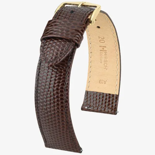 HIRSCH Rainbow 12mm Medium Brown Leather Watch Strap 12302610-1-12