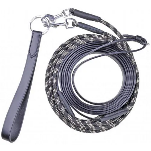 HKM Rope Leather Cob/Full Training Draw Rein -