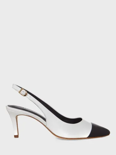 Hobbs Adie Slingback Kitten Heel Court Shoes, White/Black - White - Female