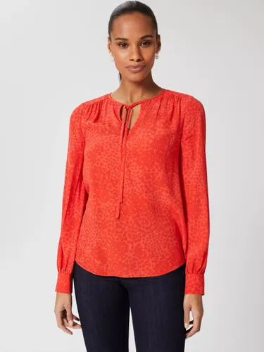 Hobbs Alison Heart Blouse, Red/Pink - Red/Pink - Female